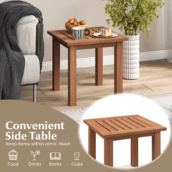 Tangkula 1PC/2PCS Patio Hardwood End Table Square Side Table With Slatted Tabletop Small Coffee Bistro Table Indoor Outdoor Side Table -Tangkula GUEST a2369a79 8a7d 45f5 b88b a27548b8bf7a