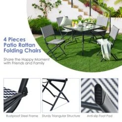 Tangkula Set Of 4 Patio PE Rattan Folding Chairs Dining Chairs With Anti-rust Frame For Garden Backyard 13 Tangkula Set Of 4 Patio PE Rattan Folding Chairs Dining Chairs With Anti-rust Frame For Garden Backyard -Tangkula GUEST a2addb67 2900 4287 b05b 60271b89d19e
