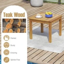 Tangkula 2PCS Outdoor Square Teak Wood End Table Coffee Table For Porch Deck Garden Patio -Tangkula GUEST a34eef0f 4ea2 43d5 ae29 9affae98a1fd