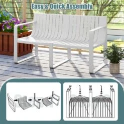 Tangkula 3 PCS Patio Furniture Set W/1 Loveseat & 2 Side Tables All-Weather Bistro Set White -Tangkula GUEST a35d615d 3fff 4de0 b1f3 8c57b1273cd6