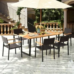 Tangkula Patented 7PCS Patio Garden Dining Set Outdoor Dining Furniture Set W/ Umbrella Hole -Tangkula GUEST a3642d1d 9cc5 4656 b95e 3c7760025508
