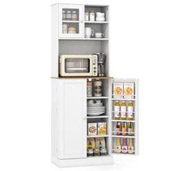 Tangkula Kitchen Pantry Cabinet W/Microwave Shelf 8 Door Shelves & 5 Adjustable Shelves -Tangkula GUEST a36a5eaf 51ef 4316 b6a6 f423a2ecec41