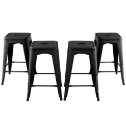 Tangkula 24" Set Of 4 Tolix Style Barstool Counter Height Metal Bar Stool Stackable Chair Black -Tangkula GUEST a38b3860 1b93 4082 8ecd 3b9e41ea95ca