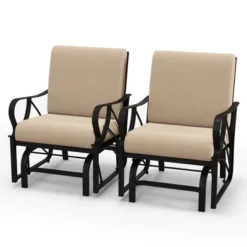 Tangkula 2 Pieces Patio Glider Chair Outdoor Metal Glider W/ Seat & Back Cushions Backyard Poolside 15 Tangkula 2 Pieces Patio Glider Chair Outdoor Metal Glider W/ Seat & Back Cushions Backyard Poolside -Tangkula GUEST a38b67f4 6bc1 40c5 befc a3486dfecee5