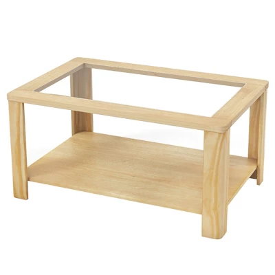 Tangkula 2-Tier Coffee Table W/ Tempered Glass Tabletop & Storage Shelf Rounded Corners 9 Tangkula 2-Tier Coffee Table W/ Tempered Glass Tabletop & Storage Shelf Rounded Corners - Image 9