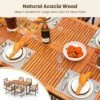 Tangkula 7PCS Dining Set Outdoor Acacia Wood Table W/ Soft Cushions Umbrella Hole Patio