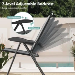 Tangkula 4PCS Patio Folding Chairs Back Adjustable Reclining Padded Garden Furniture -Tangkula GUEST a4460954 9d08 4792 bd9b 20b413cff432 1