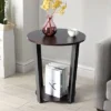 Tangkula 2 PCS 2-Tier Industrial Round End Table Metal Sofa Side Table With Storage Shelf