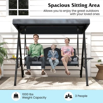 Tangkula 3-Seat Patio Swing Chair W/ Adjustable Canopy Thickened Cushions Pillow Outdooor 1 Tangkula 3-Seat Patio Swing Chair W/ Adjustable Canopy Thickened Cushions Pillow Outdooor