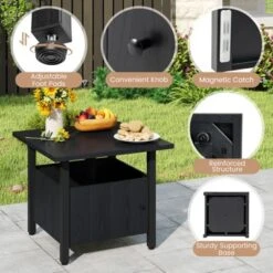 Tangkula 2PCS Outdoor Side Table W/ 1.89" Umbrella Hole Patio Umbrella Table Base Stand -Tangkula GUEST a4a4084f 2e9a 4c67 869b 6551f842e456