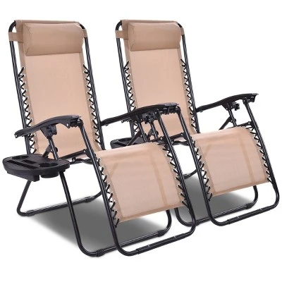 Tangkula 2PC Zero Gravity Chair Adjustable Recliners Textiliene 10 Tangkula 2PC Zero Gravity Chair Adjustable Recliners Textiliene - Image 10