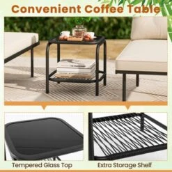 Tangkula 3-Piece L Shaped Patio Furniture Set W/Tempered Glass Table Back & Seat Cushions -Tangkula GUEST a4f61674 1bb9 4e31 a41f 000735d19857
