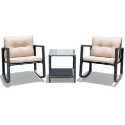 Tangkula 3 PCS Patio Rattan Wicker Chaise Chair Table Set Outdoor Rattan Furniture -Tangkula GUEST a4f8107a 5f04 4225 8346 3d55dc4b42ab
