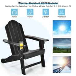 Tangkula Outdoor Adirondack Chair W/Ergonomic Design&Ottoman Lounge Armchair HDPE Chair For Yard&Patio Black/Grey/Turquoise/White -Tangkula GUEST a5759973 bdd5 4612 9f1c ea9a15e2d67d