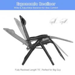 Tangkula Oversized Zero Gravity Lounge Chair Folding Recliner W/ Cup Holder & Pillow, Black -Tangkula GUEST a5a8de8b 7b46 4c91 8a9e 2bad860a6fb9