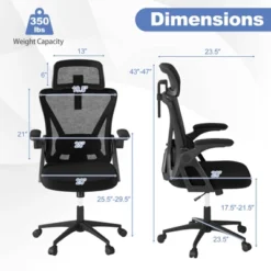 Tangkula Ergonomic Mesh Office Chair W/ Lumbar Support 2D Headrest Flip-up Padded Arms -Tangkula GUEST a5bda074 ddea 459b a448 b2ddb8d57d80