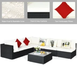 Tangkula 7PCS Rattan Patio Conversation Sectional Furniture Set W/ Cushion Pillow -Tangkula GUEST a60dd5af 0fe2 4289 93b1 ed307033db24