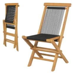 Tangkula 2PCS Folding Chairs W/ Quick-Folding Portable Design Woven Rope Seat Porch Patio -Tangkula GUEST a667af9b cc85 4b18 ab18 f00b40d0c19c