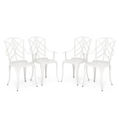 Tangkula Set Of 4 Cast Aluminum Dining Chairs Outdoor Bistro Chairs W/ Curved Back & Armrests All-Weather Dining Chairs Aluminum Outdoor Furniture 7 Tangkula Set Of 4 Cast Aluminum Dining Chairs Outdoor Bistro Chairs W/ Curved Back & Armrests All-Weather Dining Chairs Aluminum Outdoor Furniture - Image 7