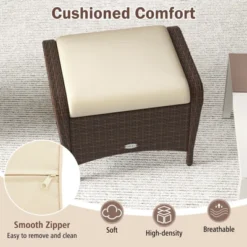 Tangkula 2 Pieces Outdoor Patio PE Wicker Ottomans W/ Removable Cushions Footstools -Tangkula GUEST a6c2b48e 3d05 4bb8 855d 8923aaa1e51e