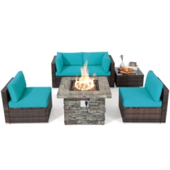 Tangkula Patio Rattan 6PCS Cushioned Sofa Set Furniture Set Thick Cushion With 34.5" Fire Pit Table For Garden Black/Blue/Red/Turquoise/Off White 21 Tangkula Patio Rattan 6PCS Cushioned Sofa Set Furniture Set Thick Cushion With 34.5" Fire Pit Table For Garden Black/Blue/Red/Turquoise/Off White -Tangkula GUEST a6cef7f4 7966 4c25 b355 f914ae82b92a