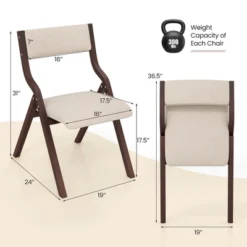 Tangkula Folding Dining Chairs Set Of 4 Wooden Table Chairs W/ Padded Seat Modern Coffee & Beige -Tangkula GUEST a71a709b f66b 4924 bdb5 3fb689be72b2