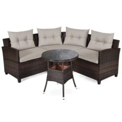 Tangkula 4PCS Outdoor Patio Conversation Set Wicker Rattan Sectional Sofa W/Cushions -Tangkula GUEST a75cb7fc ca10 4dfe b5c9 2392add8b8b9