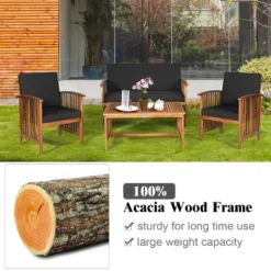 Tangkula 4PCS Patio Acacia Wood Sofa Set Conversation Couch Coffee Table With Cushions 13 Tangkula 4PCS Patio Acacia Wood Sofa Set Conversation Couch Coffee Table With Cushions -Tangkula GUEST a775cfb7 c4dd 4138 a1d4 0b8fa56d1637