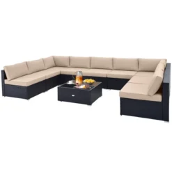 Tangkula 10PCS Rattan Furniture Set Outdoor Wicker Sofa Table Cushioned Seat Patio -Tangkula GUEST a7dd36ed da78 4172 9789 fec10528d10a