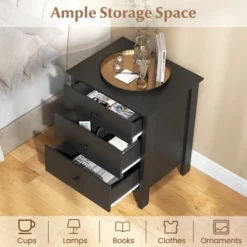 Tangkula 2-Piece 3Drawers Modern Nightstand Bedside Table Wooden End Table Black/White 14 Tangkula 2-Piece 3Drawers Modern Nightstand Bedside Table Wooden End Table Black/White -Tangkula GUEST a8180539 a117 45d0 a418 55d90d45a742