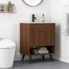 Tangkula 25 Inch Wooden Bathroom Vanity Sink Combo With Open Shelf & Sink & Pop Up Drain