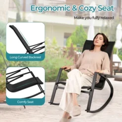 Tangkula 2 PCS Patio Rocking Chairs W/ Ergonomic Backrest Seat Safe Stoppers For Backyard -Tangkula GUEST a86980ee deff 4acb a0e0 7761e41da8ed