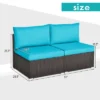 Tangkula 2-Piece Outdoor Wicker Rattan Sectional Armless Sofa Chair With Cushions