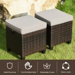 Tangkula 4PCS Rattan Ottoman Outdoor Patio Furniture Cushioned Footstool Footrest 13 Tangkula 4PCS Rattan Ottoman Outdoor Patio Furniture Cushioned Footstool Footrest -Tangkula GUEST a8d45652 6362 46de 9d84 fbf4cba46383