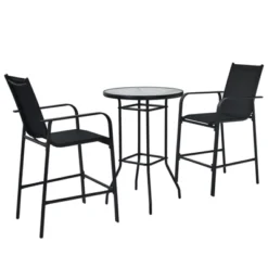 Tangkula 3 PCS Patio Bistro Set Outdoor Table & Chairs Set W/Tempered Glass Top Black -Tangkula GUEST a8daed9d ea60 4ada adfb 4bf0b26edad6