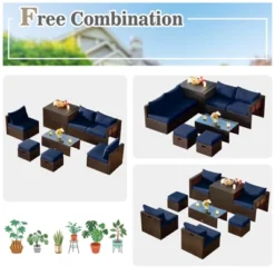 Tangkula 8 PCS Outdoor Wicker Furniture Set W/Storage Box Tempered Glass Table 2 Ottomans -Tangkula GUEST a930904d 97f8 4129 a11d 76c1fcdf9089