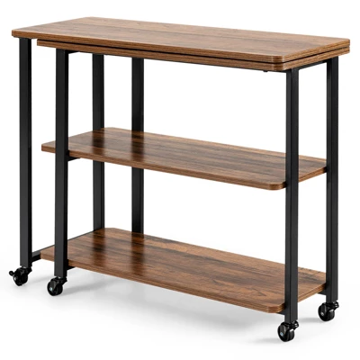 Tangkula Sofa Side Table W/Storage Shelves Mobile End Table Rolling Couch Table Desk For Living Room Bedroom 3 Tangkula Sofa Side Table W/Storage Shelves Mobile End Table Rolling Couch Table Desk For Living Room Bedroom - Image 3