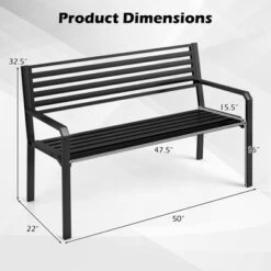 Tangkula 50" Outdoor Metal Park Bench For 2-3 People W/ Armrests & Backrest For Backyard 16 Tangkula 50" Outdoor Metal Park Bench For 2-3 People W/ Armrests & Backrest For Backyard -Tangkula GUEST aa3d3f51 c075 4b9c 9ed7 0d3bb8083335