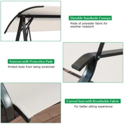 Tangkula Outdoor Patio Swing Loveseat Hammock Hanging Chair Beige -Tangkula GUEST aabfb276 38a7 4b08 b6f5 1b96387bb273