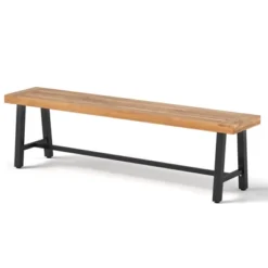 Tangkula 63 Inch Patio Bench Set Of 1/2, Acacia Wood Long Dining Bench W/ Heavy-Duty Metal Legs -Tangkula GUEST aae5b181 4937 4286 bef6 5952671e0e7b