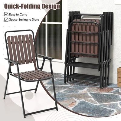 Tangkula 4 Pcs Patio Folding Chairs Portable Outdoor Dining Chairs W/ PP Seat & Back 7 Tangkula 4 Pcs Patio Folding Chairs Portable Outdoor Dining Chairs W/ PP Seat & Back - Image 7