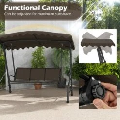Tangkula 3-Seat Outdoor Swing, Porch Canopy Swing W/ Adjustable Shading Breathable Seat -Tangkula GUEST ab7bddda cd81 44bf 81d6 2d9eb48afb76
