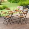 Tangkula 5 PCS Patio Acacia Wood Dining Set W/ 4 Folding Chairs Slatted Seat & Tabletop