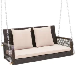 Tangkula Wicker Outdoor Porch Swing 800 LBS Capacity Outdoor Swing Bench W/ Hanging Chains 18 Tangkula Wicker Outdoor Porch Swing 800 LBS Capacity Outdoor Swing Bench W/ Hanging Chains -Tangkula GUEST abd6c3b2 c875 422f b64f 70525bc94939