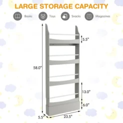 Tangkula 4-Tier Kids Bookshelf Toy Storage Bookcase Rack Wall W/ Anti-toppling Kits -Tangkula GUEST ac059886 53b1 4eab b78b 01cdee2f7c10