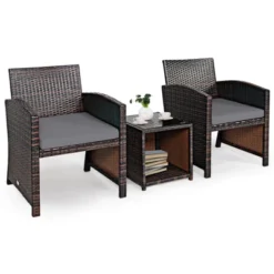 Tangkula 3 PCS Patio Rattan Furniture Set Conversation Chair Set With Soft Cushion & Coffee Table For Backyard Poolside Garden -Tangkula GUEST ac46bf48 1e00 4e61 8fd9 ade1a01edd56