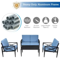 Tangkula 8-Piece Outdoor Aluminum Patio Conversation Set Cushioned Sofa Chair With Coffee Table -Tangkula GUEST acb74f43 6e81 4150 a9dc 9281a6d28dce