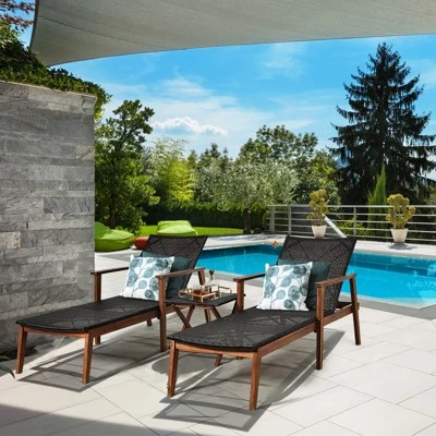 Tangkula 3PCS Chaise Lounge Set 4-Level Folding Chaise Lounge Adjustable Outdoor Beach With Wicker Side Table 1 Tangkula 3PCS Chaise Lounge Set 4-Level Folding Chaise Lounge Adjustable Outdoor Beach With Wicker Side Table