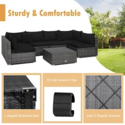 Tangkula 7PCS Patio Rattan Sectional Sofa Set Outdoor Furniture Set W/ Cushions -Tangkula GUEST ad163179 975d 4b0b 8bf3 b2e91d29c25c