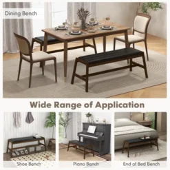 Tangkula 1pc/2pcs Solid Wood Dining Bench 50" Upholstered Entryway Bench W/ Padded Seat & Rubber Wood Frame Rectangular Ottoman Bench -Tangkula GUEST ad1fd545 d37f 4d01 a939 6121956bc6b6